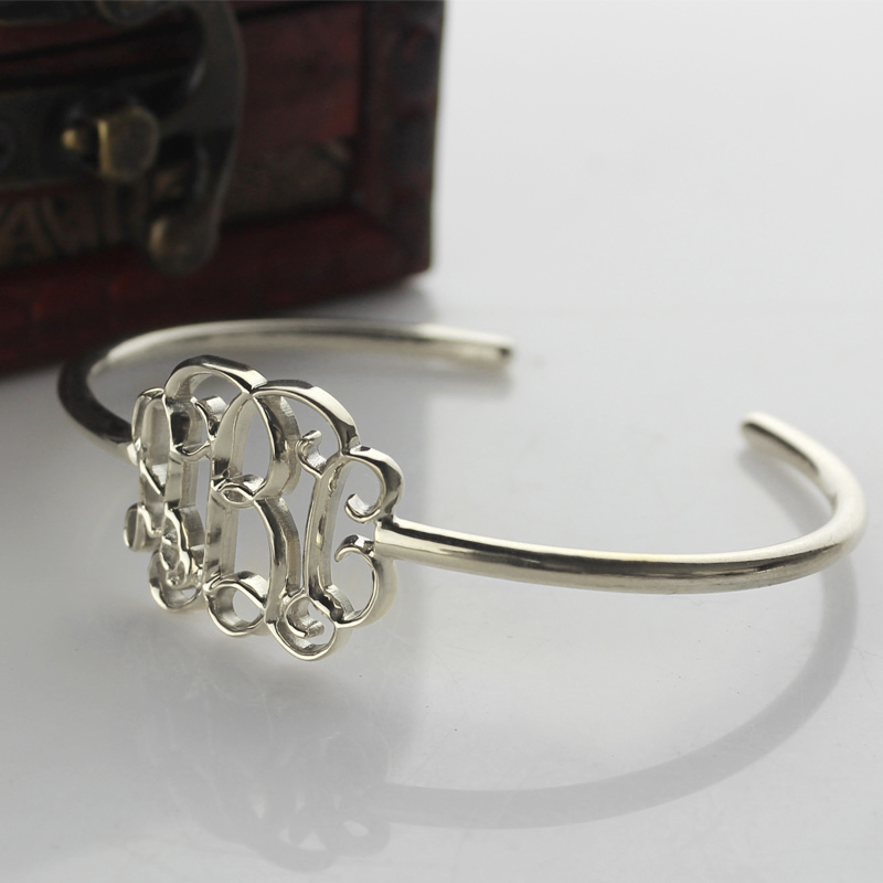 Monogram Initial Bangle Bracelet View Personalised monogram initial bangle bracelet view