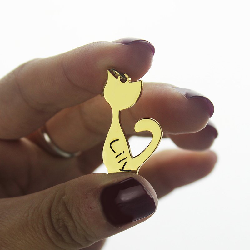 Personalised cat name pendant necklace