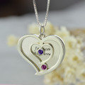 Double-Heart Name Necklace with Birthstones Personalised double-heart name necklace with birthstone detail