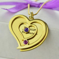 Double Heart Birthstone Name Necklace Personalised double-heart birthstone name necklace product image