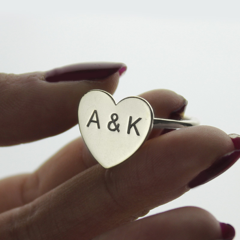 Personalised Sweetheart Double Initial Ring Personalised sweetheart ring with two initials
