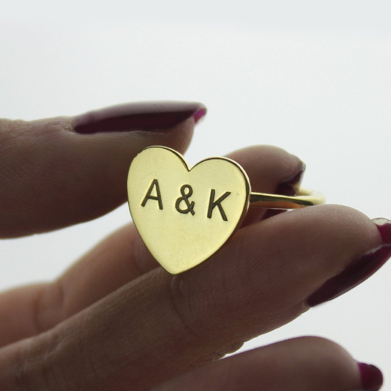Engraved Sweetheart Ring with Double Initials Engraved Sweetheart Ring with Double Initials product image
