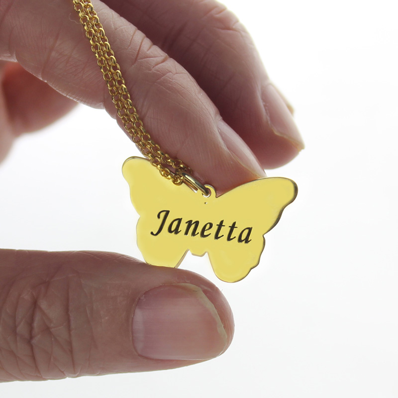 Custom Butterfly Name Pendant Custom butterfly pendant with personalised name