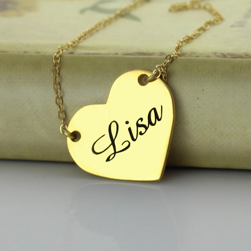 Personalised stamped heart name necklace product image