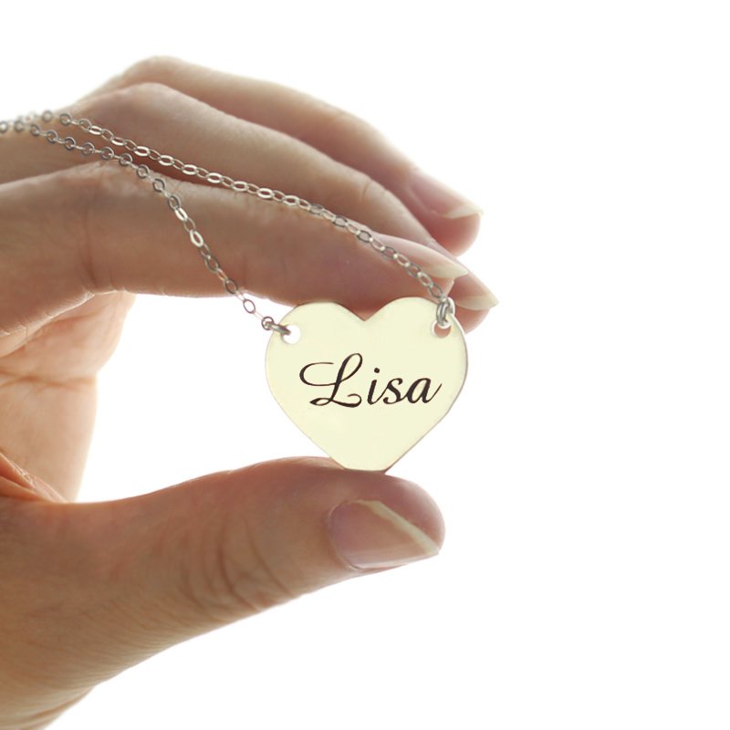 Personalised stamped heart name necklace product view