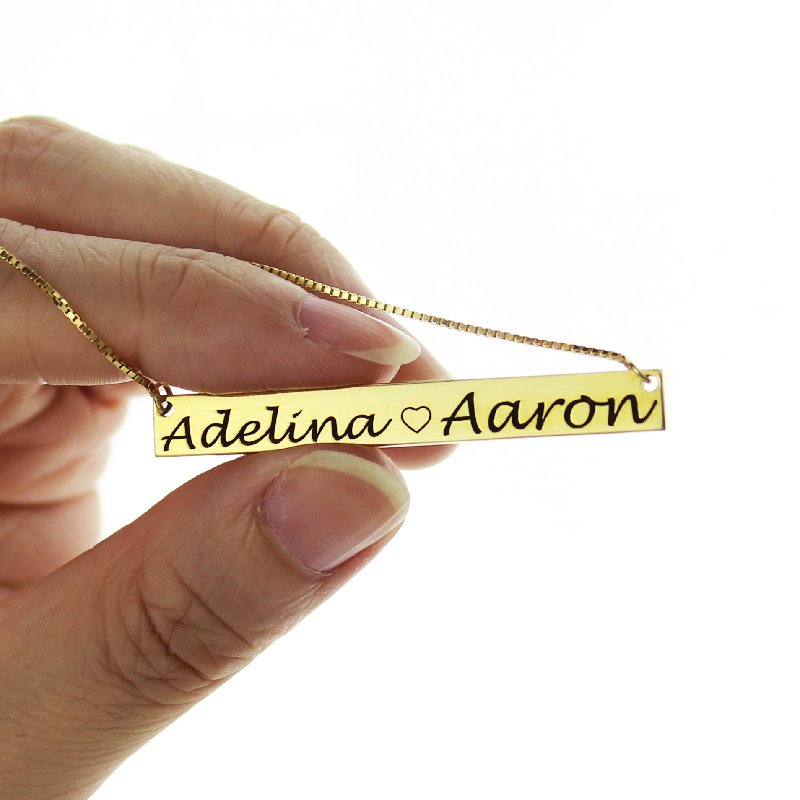 Personalised gold bar necklace product image