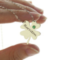 Sterling Silver Clover Name Necklace - Gallery View 2 Sterling silver four-leaf clover name necklace gallery image