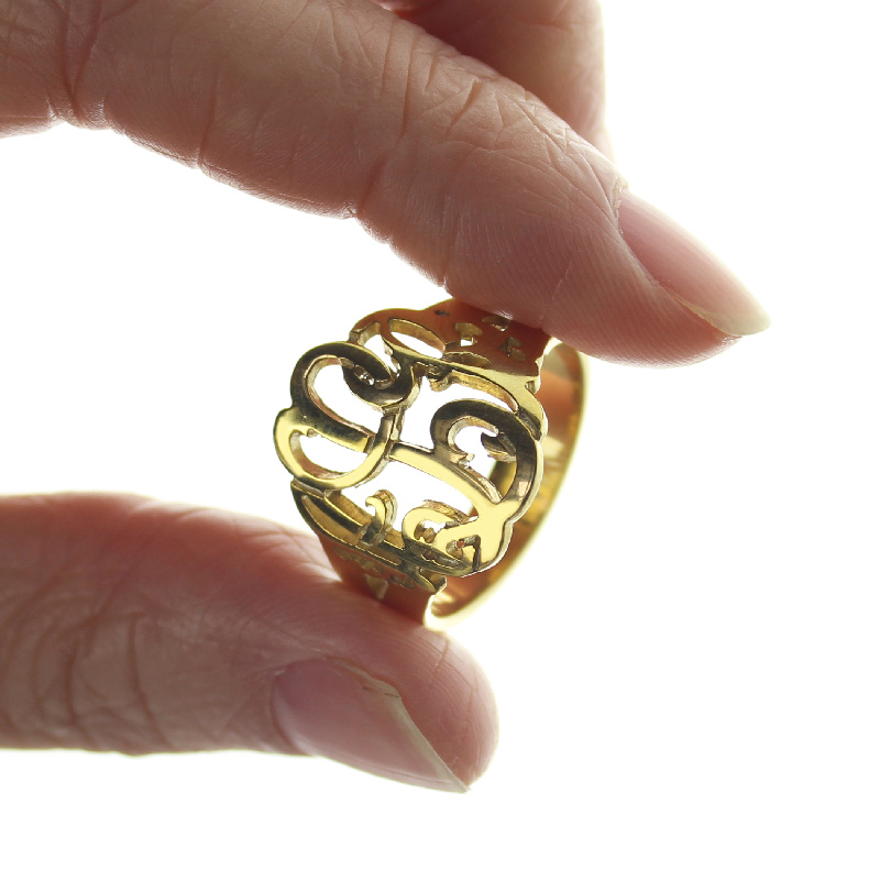 Personalised hand drawing monogram ring product image