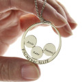 Personalised silver family name pendant for Mum