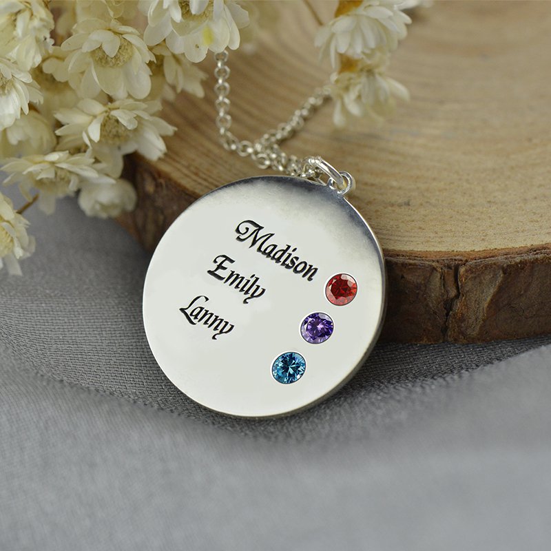 Engraved Grandma Birthstone Necklace Grandma's birthstone necklace with name engraving
