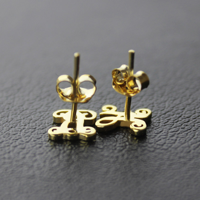 Single Monogram Stud Earrings Single monogram stud earrings product gallery image