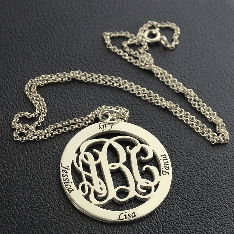 Personalised family monogram name necklace
