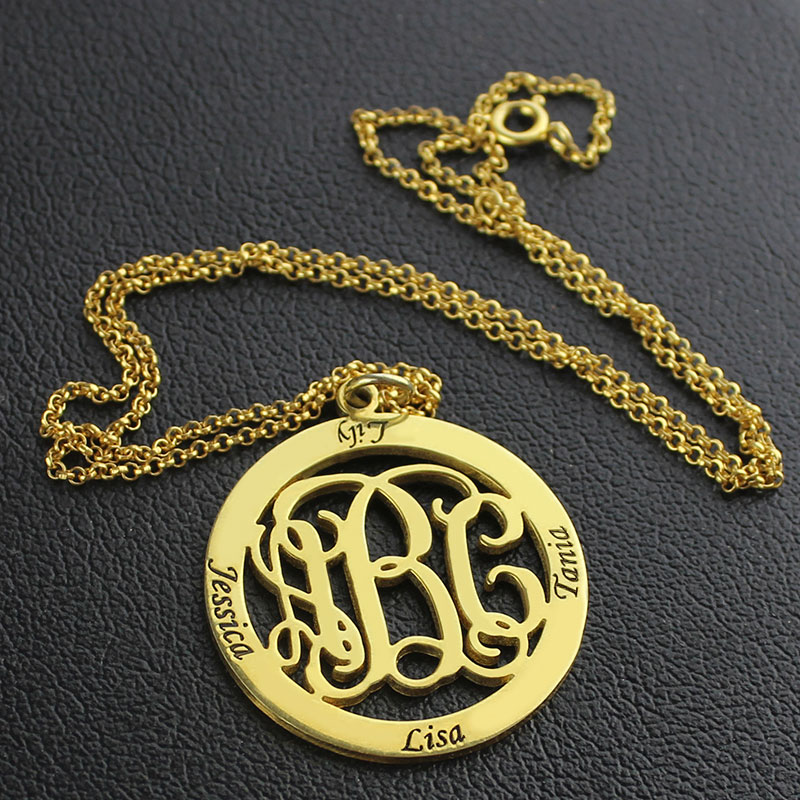 Family monogram pendant necklace
