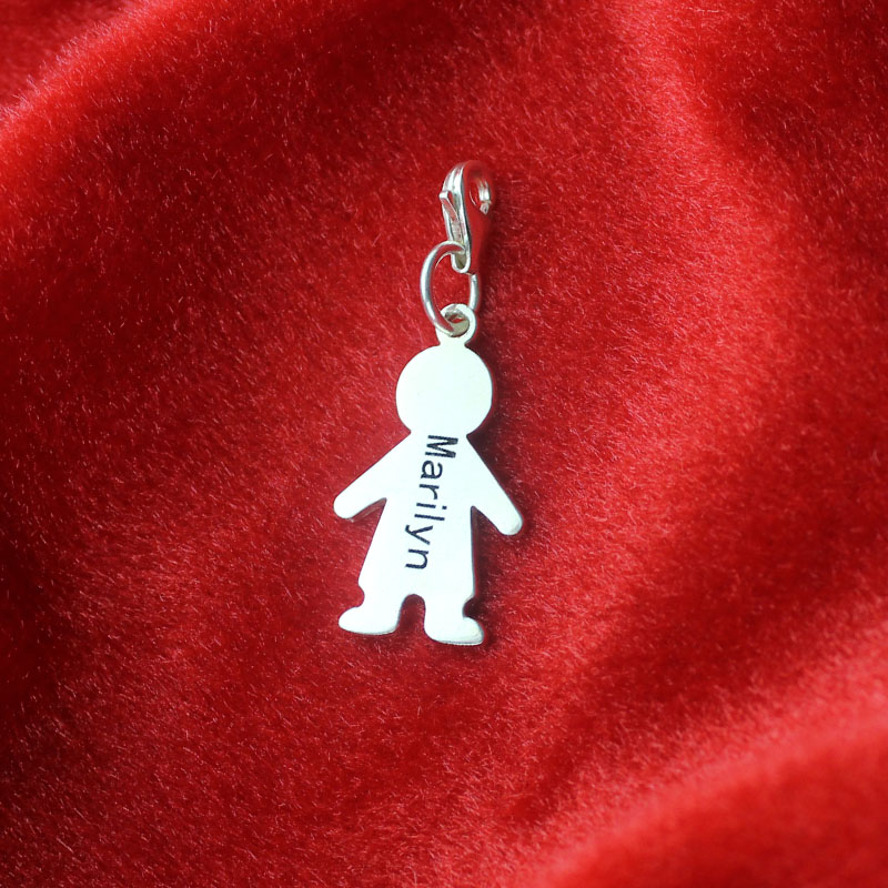 Personalised Silver Boy Pendant Product View Personalised silver boy pendant with lobster clasp, product view
