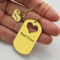 Matching heart dog tag name necklace detail image