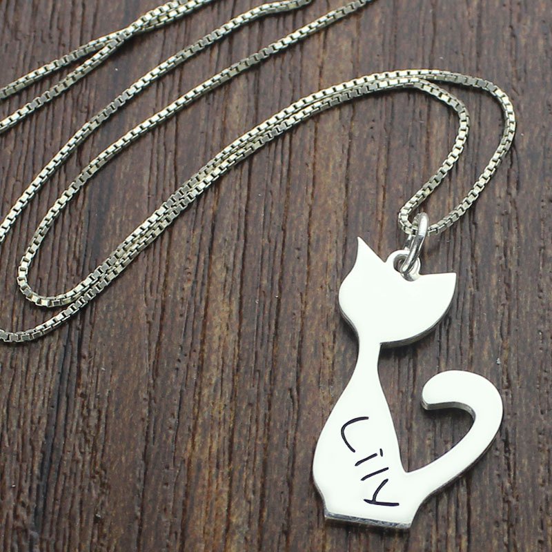 Personalised Cat Name Charm Necklace Personalised cat name charm necklace view