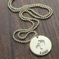 Engraved baby footprints name necklace product view