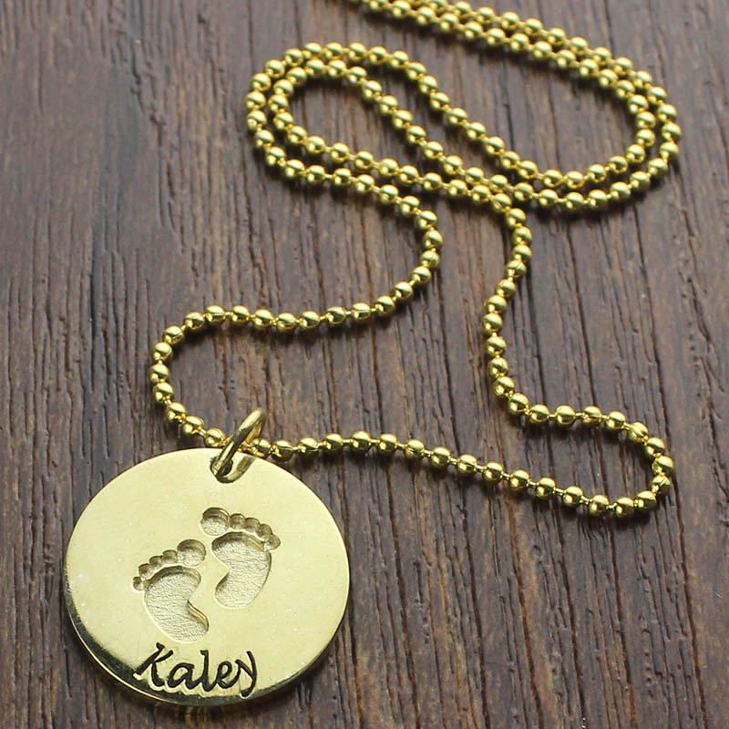 Personalised Baby Footprints Name Necklace Personalised baby footprints name necklace product image