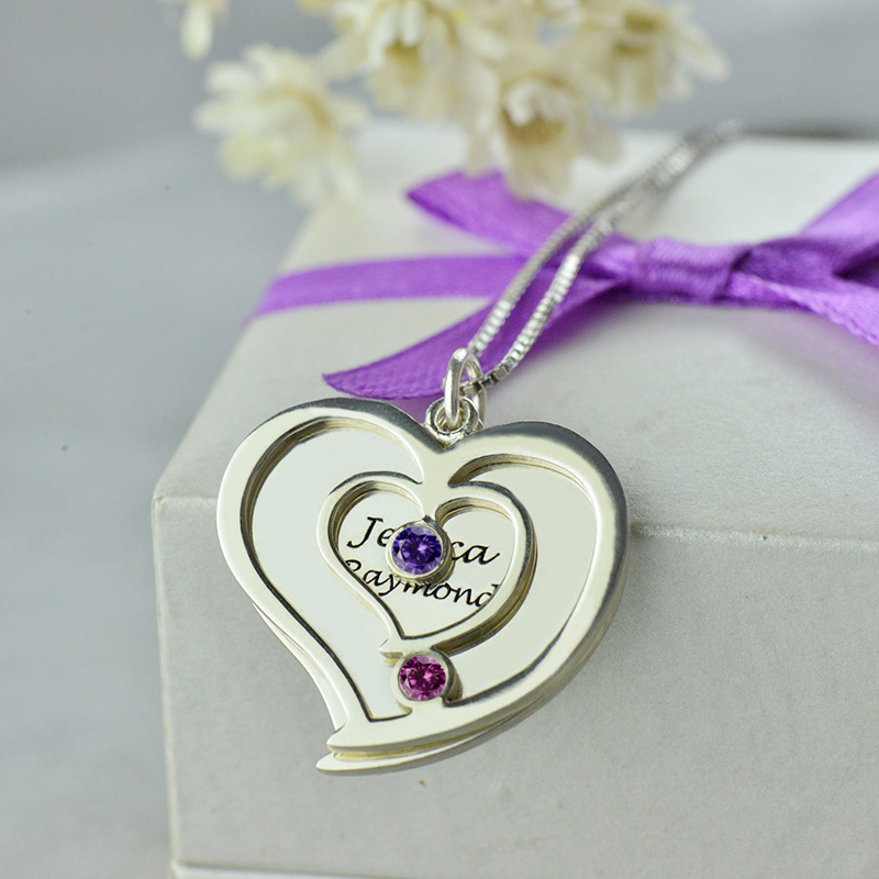 Intertwined Heart Pendant Necklace Personalised intertwined heart pendant necklace