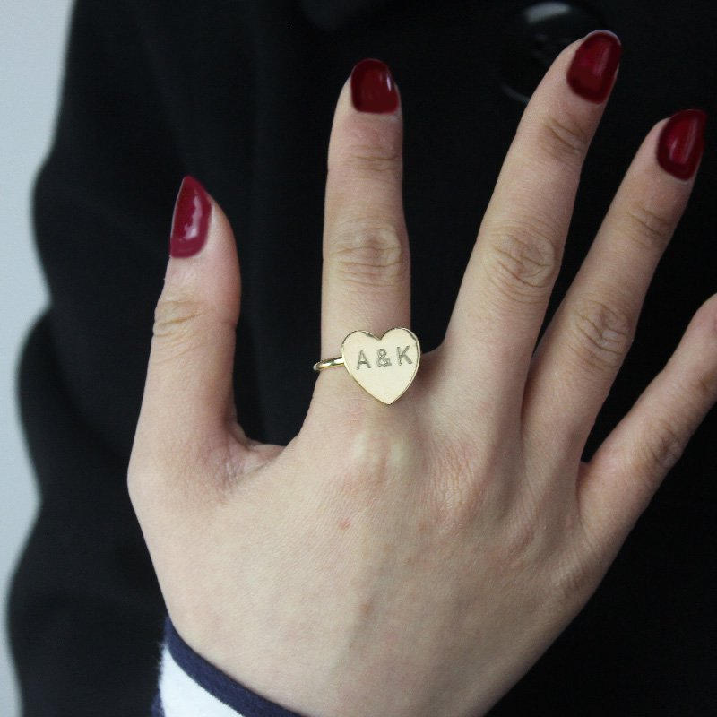 Engraved Sweetheart Ring with Double Initials Engraved Sweetheart Ring with Double Initials product image