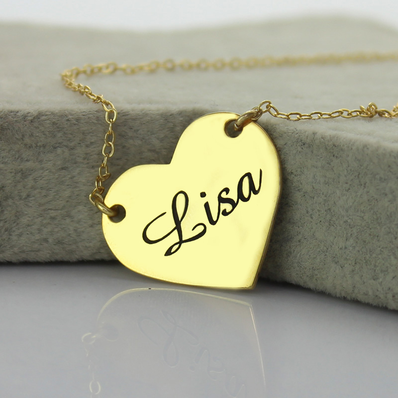 Personalised stamped heart name necklace detail image