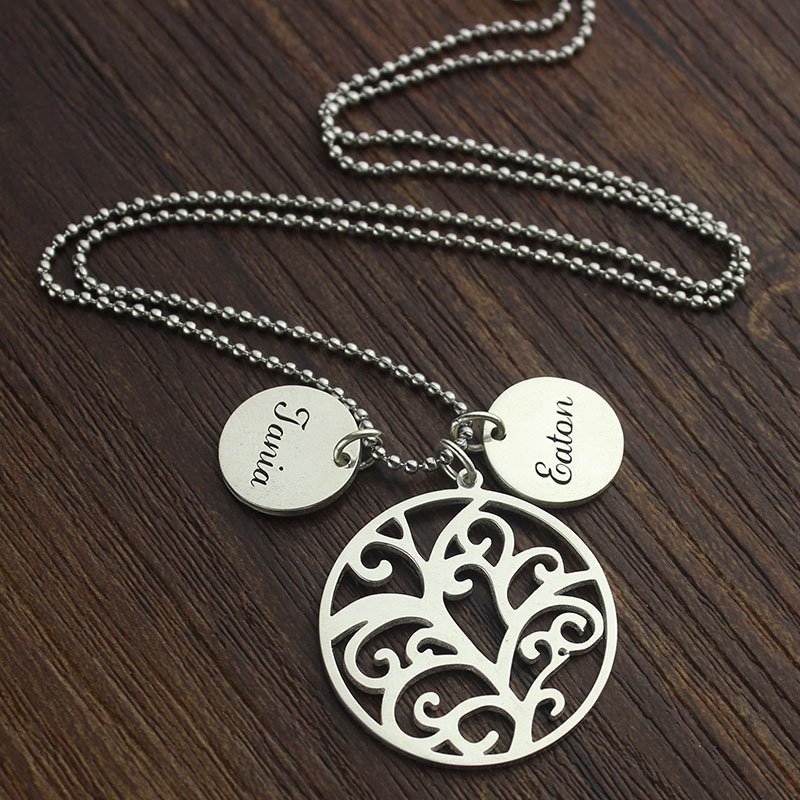 Personalised Family Tree Pendant Family tree pendant necklace with personalised names