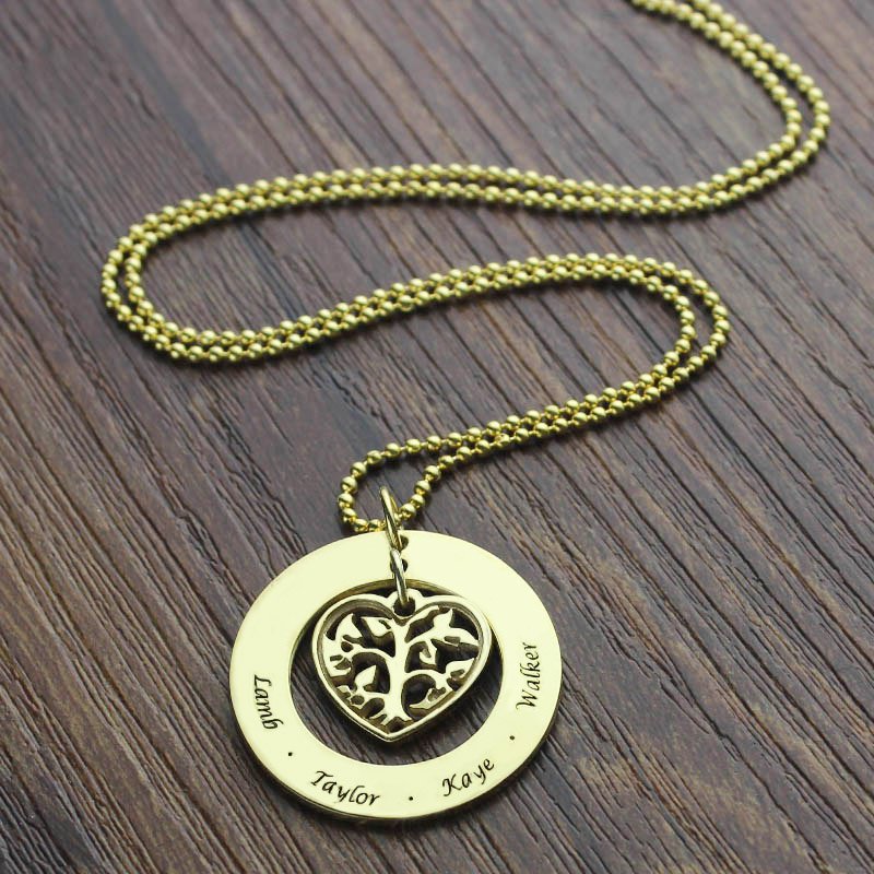 Circle family tree pendant necklace gallery image