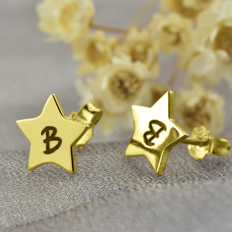 Star stud initial earrings product image