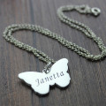 Personalised Butterfly Pendant Name Necklace Personalised sterling silver butterfly pendant name necklace
