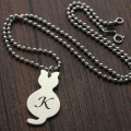 Personalised tiny cat initial pendant necklace, gallery view