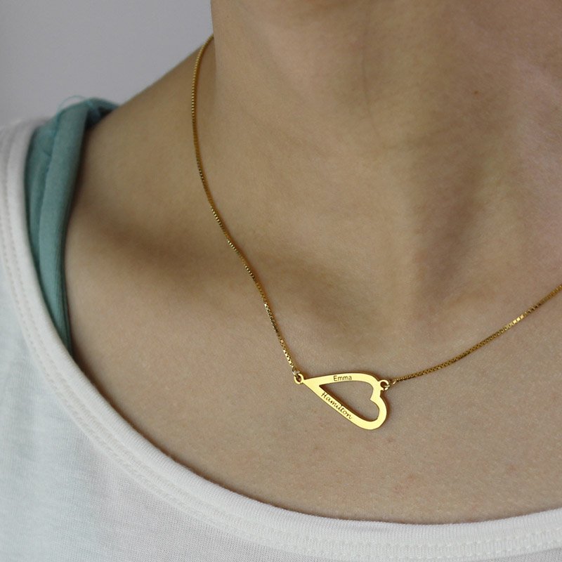 Open Heart Name Jewellery Set Open heart engraved name jewellery set view