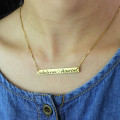 Double name bar necklace product image