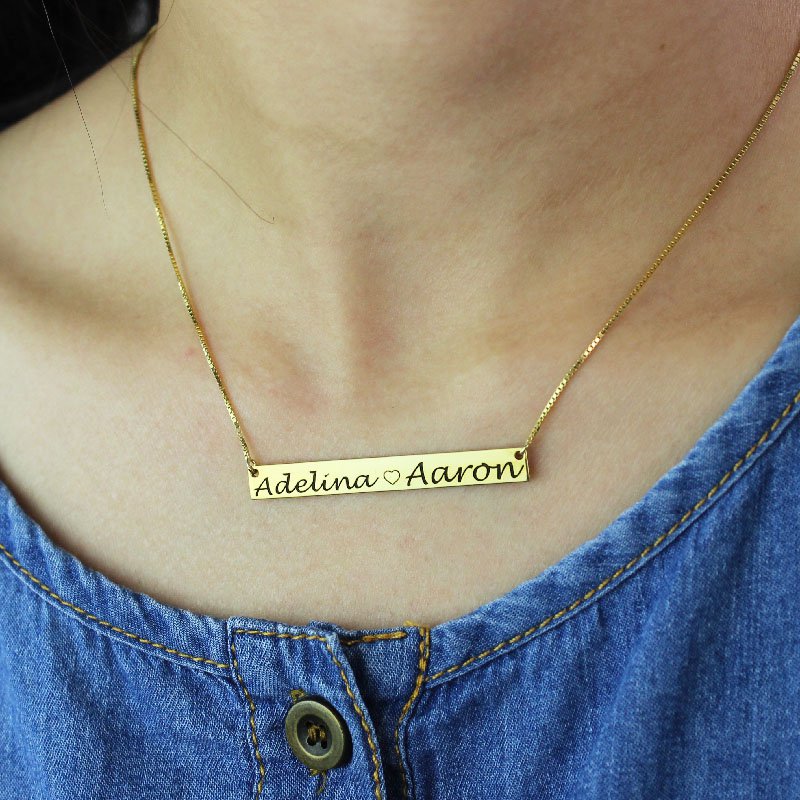 Double name bar necklace product image
