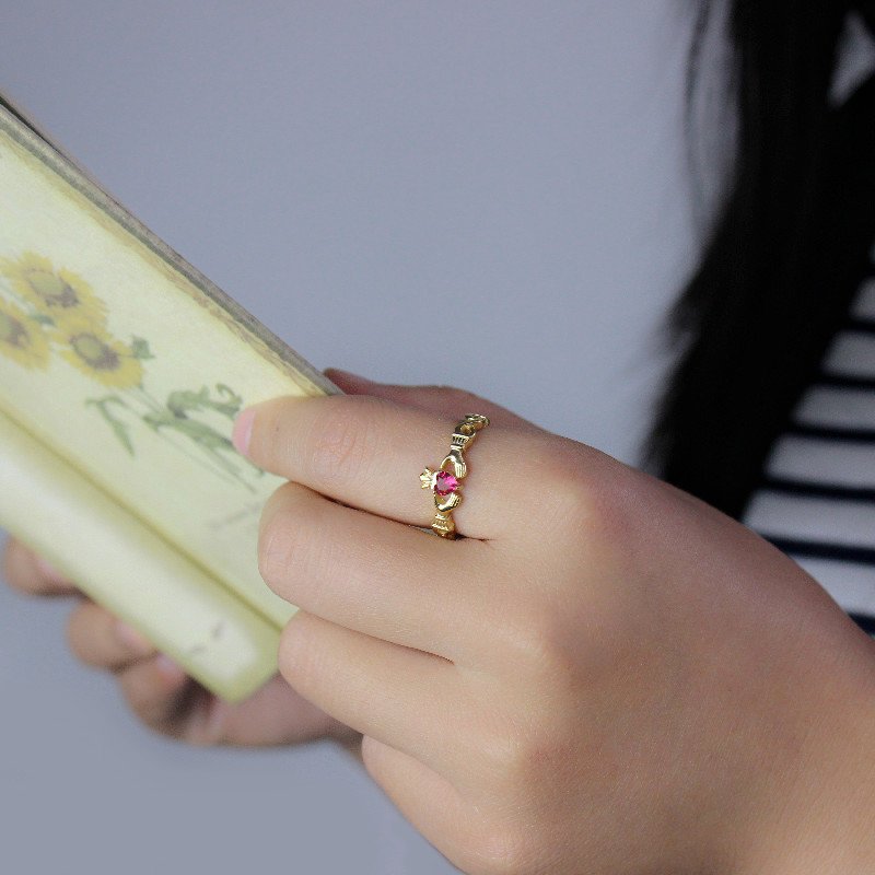Claddagh Birthstone Name Ring View Personalised modern Claddagh birthstone name ring view