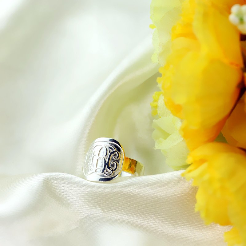 Engraved monogram ring alternate product view
