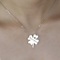 Sterling Silver Clover Name Necklace - Gallery View 3 Sterling silver four-leaf clover name necklace gallery image