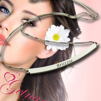 Curved Bar Pendant Necklace Sterling Silver Curved Bar Pendant Necklace Sterling Silver