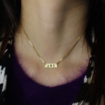 Personalised Greek Letter Sorority Bar Necklace 18ct Gold Plated Personalised Greek Letter Sorority Bar Necklace 18ct Gold Plated