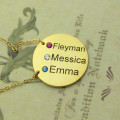 Engraved disc birthstone name necklace