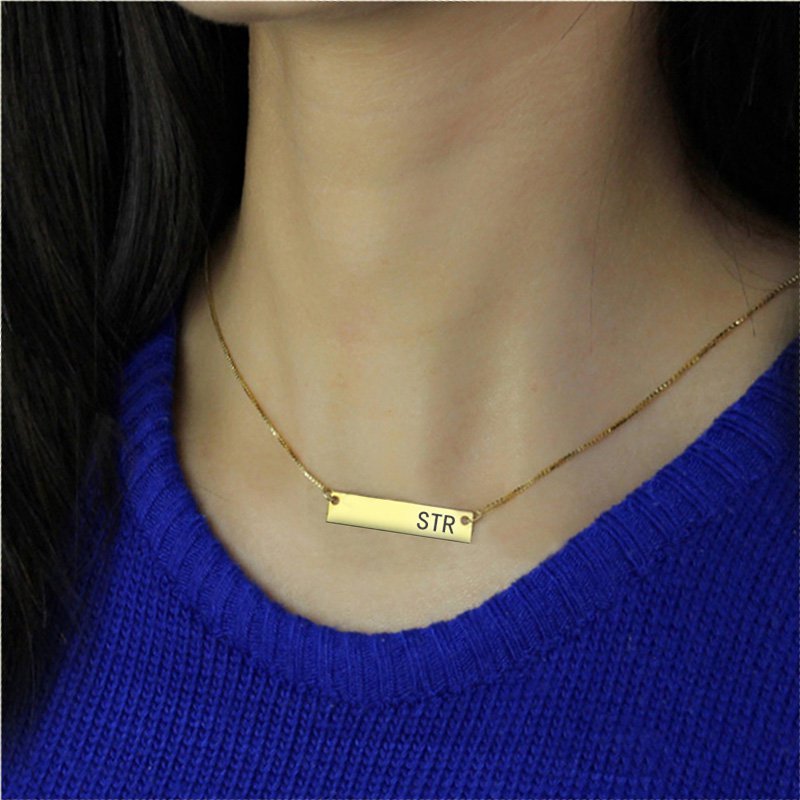 Personalised Initial Bar Necklace Personalised initial bar necklace alternate view