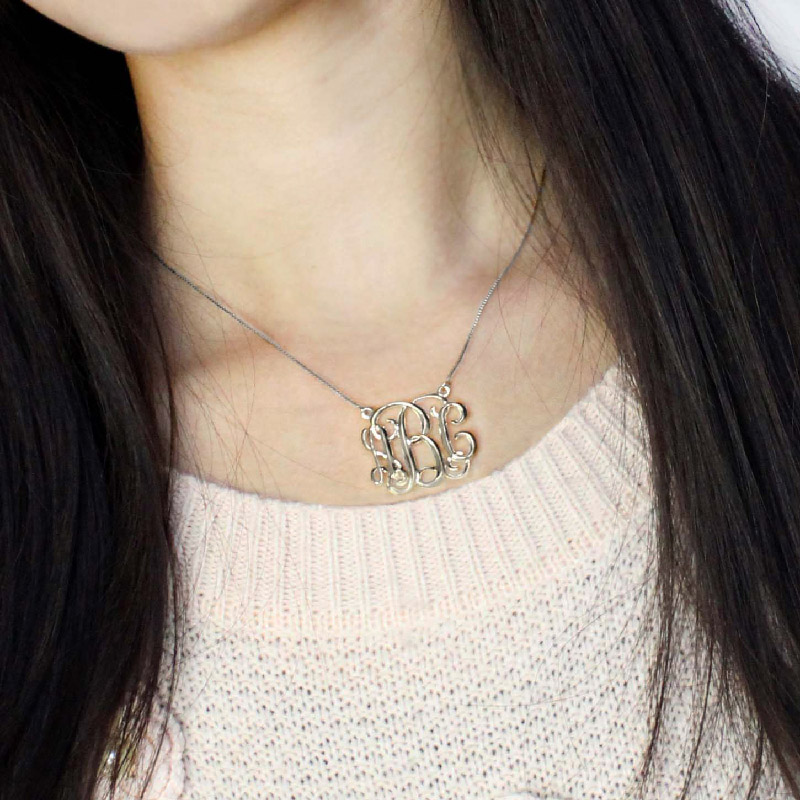 Cube Monogram Initials Necklace View Personalised cube monogram initials necklace view