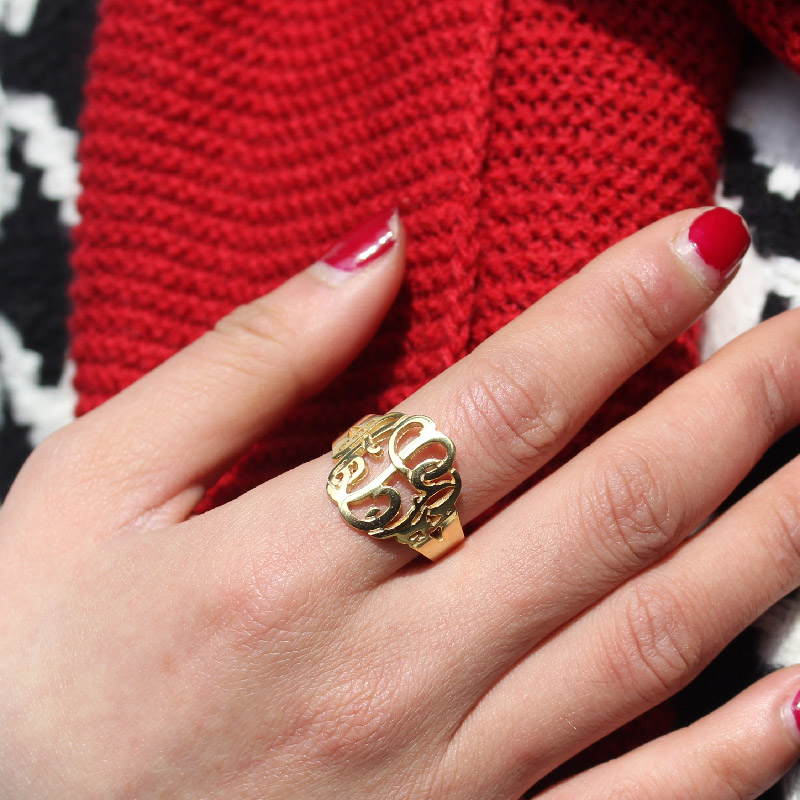 Personalised hand drawing monogram ring product image