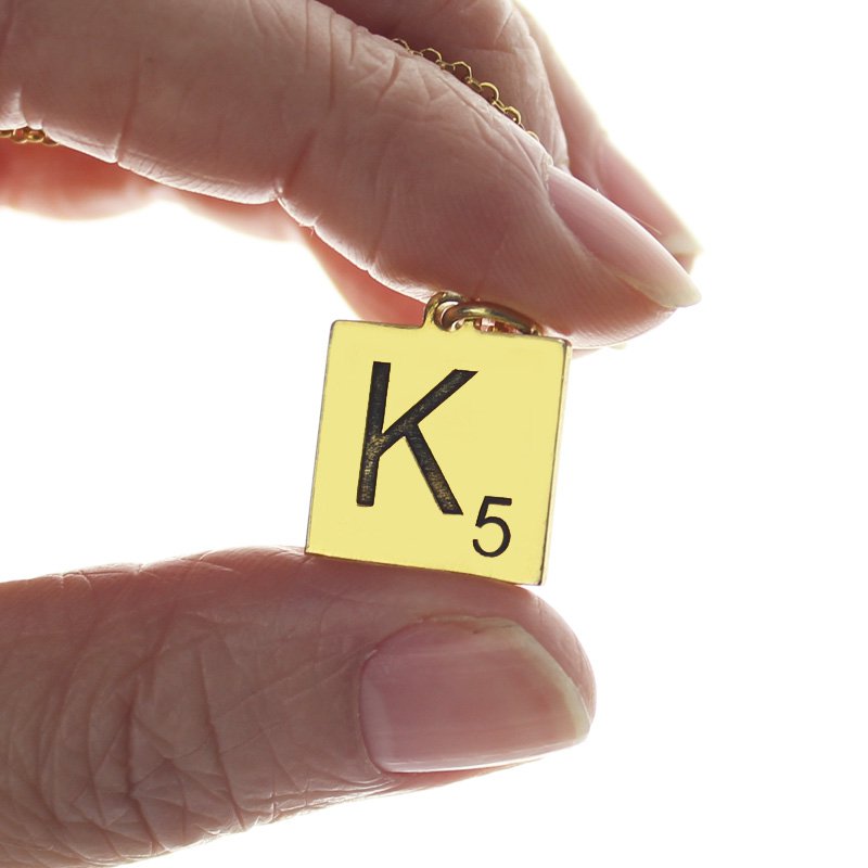 Engraved Scrabble initial letter necklace product image