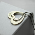 Sterling silver double heart pendant with names
