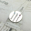 Personalised silver disc necklace with name engraving
