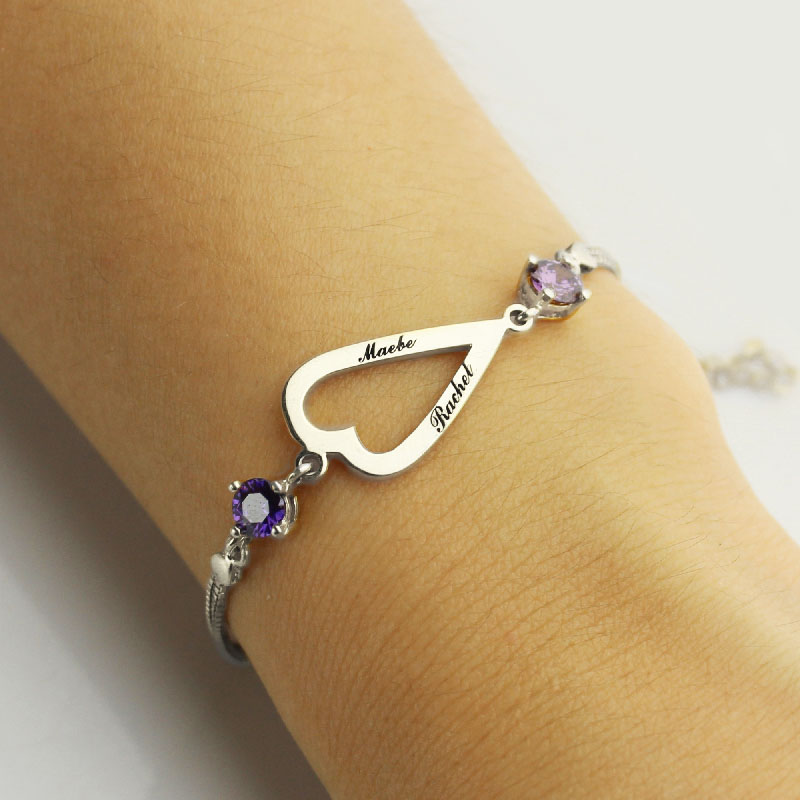 Open heart personalised name necklace and bracelet set