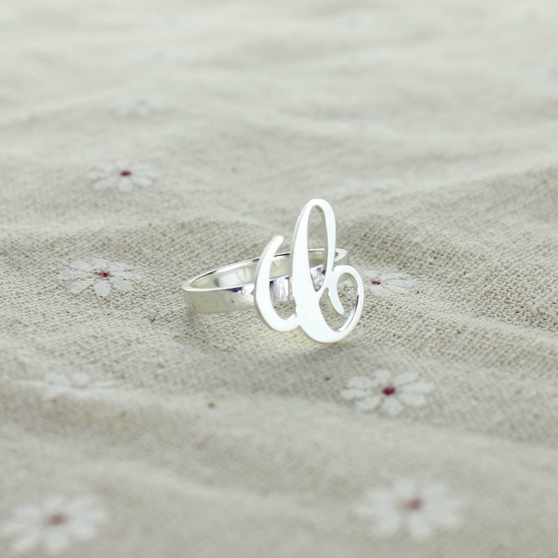 Personalised Carrie initial letter ring detail