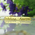 Engraved double name gold bar necklace product image