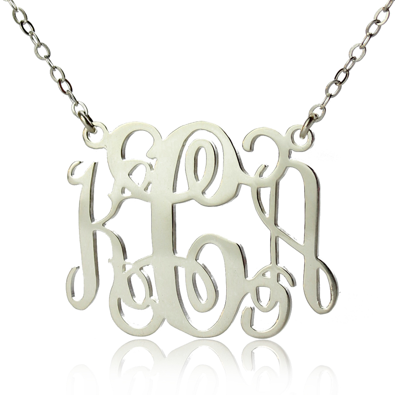 Personalised white gold monogram necklace