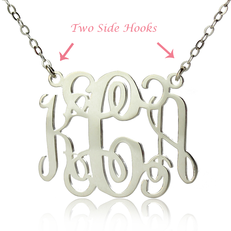 Personalised white gold monogram necklace image